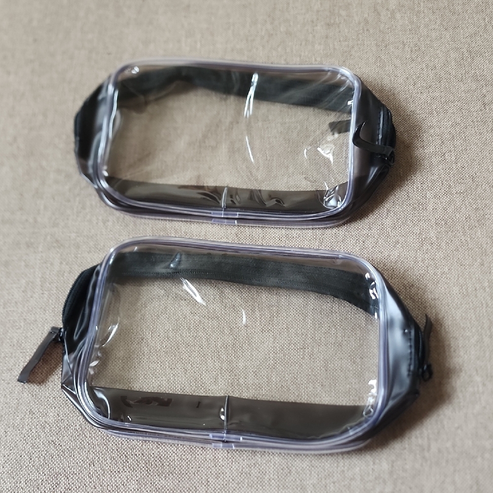 Transparent Clear Pouch with Black Trim. 2 Pouches